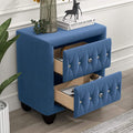 27.9" Tall Bedside Table Blue Upholstered Velvet 2-Drawer Nightstand by DailySale