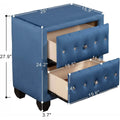 27.9" Tall Bedside Table Blue Upholstered Velvet 2-Drawer Nightstand by DailySale