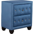 27.9" Tall Bedside Table Blue Upholstered Velvet 2-Drawer Nightstand by DailySale