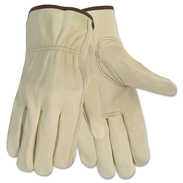 MCR Economy Leather Driver Gloves, Medium, Beige, Pair