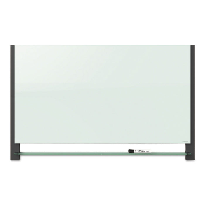 Quartet Evoque Magnetic Glass Marker Board with Black Aluminum Frame, 74 x 42, White