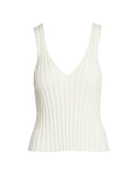 Joie Womens Ivory Knit Ribbed Sleeveless V Neck Tank Sweater, Large by Vanessa Jane
