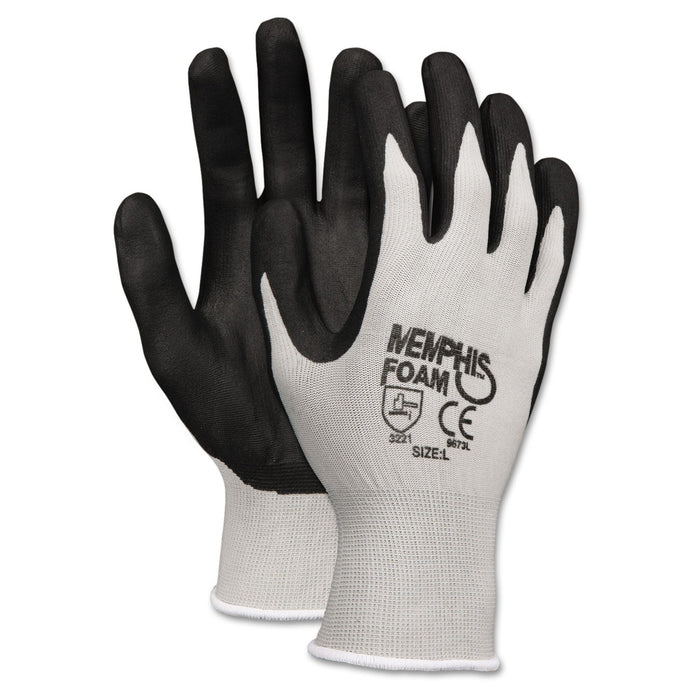 MCR Economy Foam Nitrile Gloves, Large, Gray/Black, 12 Pairs