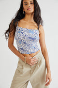 Free People Back on Track Printed Cropped Cami Top by Vanessa Jane
