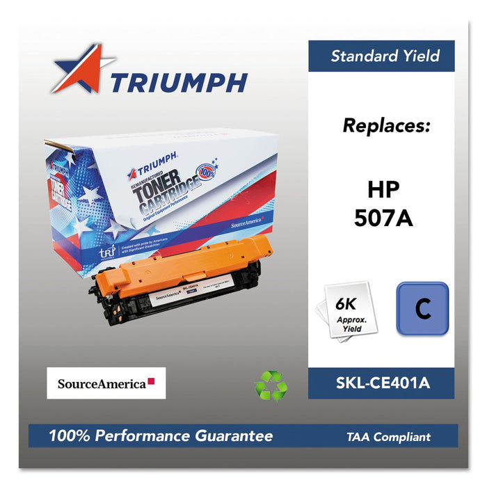 Triumph 751000NSH1280 Remanufactured CE401A (507A) Toner, 6,000 Page-Yield, Cyan
