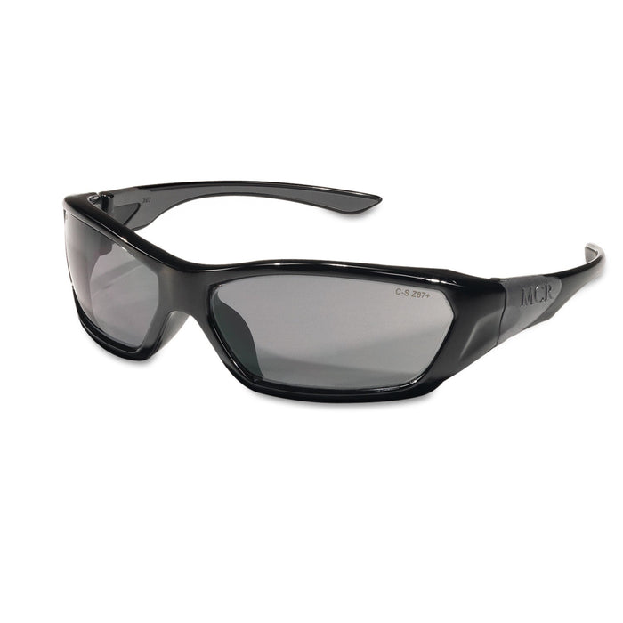 MCR ForceFlex Safety Glasses, Black Frame, Gray Lens