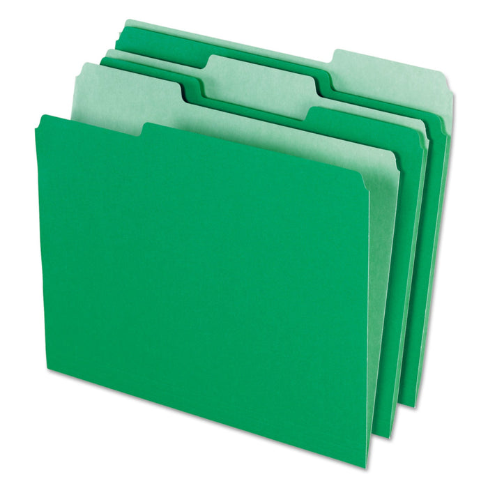 Pendaflex Interior File Folders, 1/3-Cut Tabs: Assorted, Letter Size, Bright Green, 100/Box