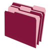 Pendaflex Interior File Folders, 1/3-Cut Tabs: Assorted, Letter Size, Burgundy, 100/Box