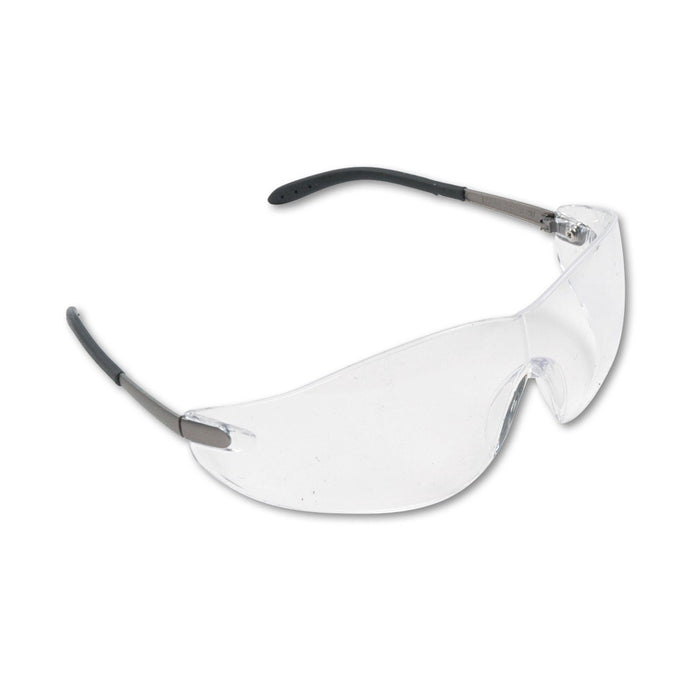 MCR Blackjack Wraparound Safety Glasses, Chrome Plastic Frame, Clear Lens, 12/Box