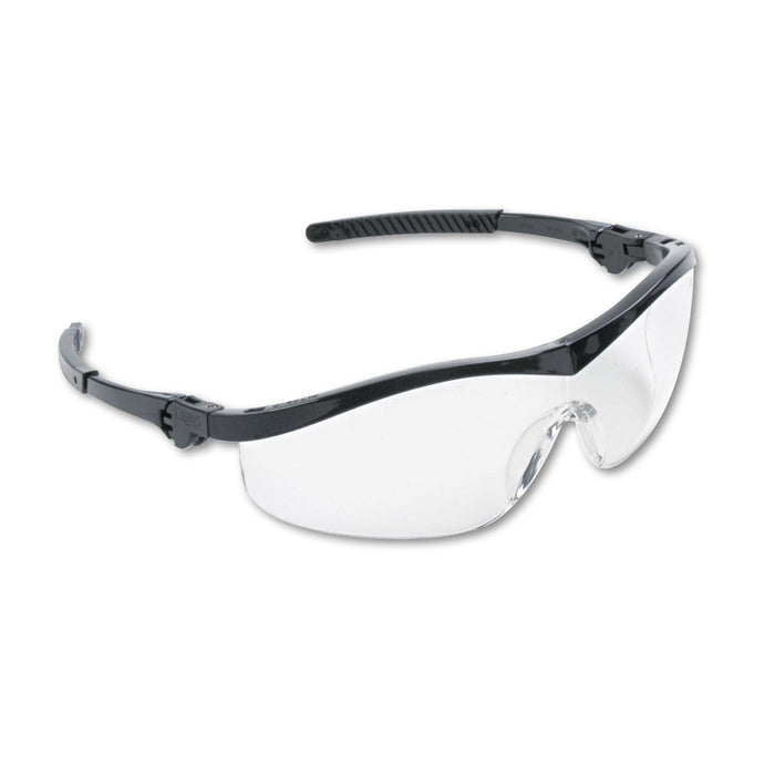 MCR Storm Wraparound Safety Glasses, Black Nylon Frame, Clear Lens, 12/Box