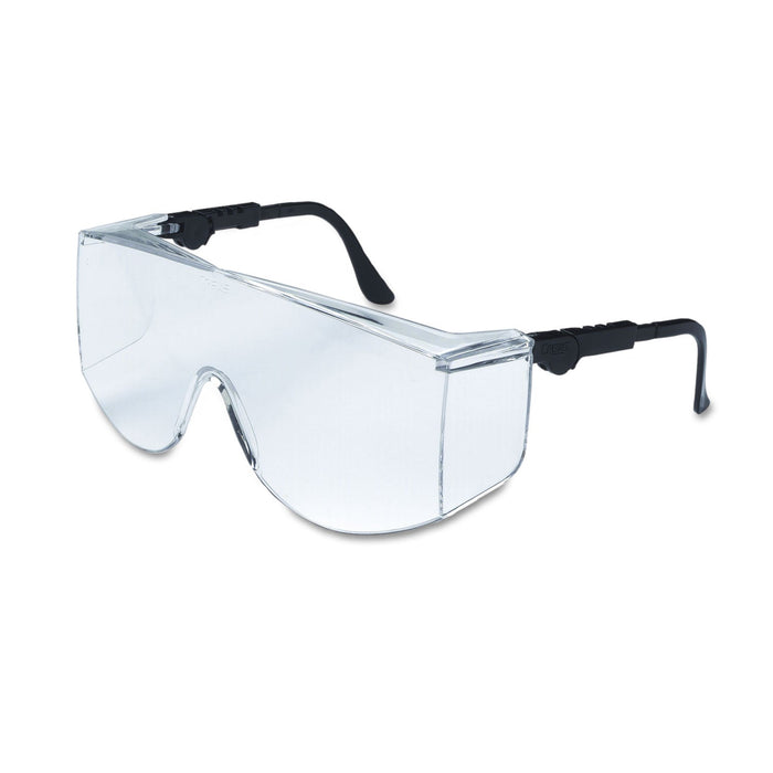 MCR Tacoma Wraparound Safety Glasses, Black Frames, Clear Lenses