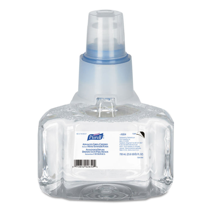 PURELL Advanced Hand Sanitizer Green Certified Foam Refill, For LTX-7 Dispensers, 700 mL, Fragrance-Free, 3/Carton