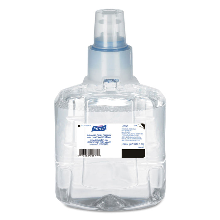 PURELL Advanced Hand Sanitizer Green Certified Foam Refill, For LTX-12 Dispensers, 1,200 mL, Fragrance-Free