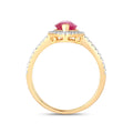 1.45 Ct Marquise Pink Ruby Diamond Prong 10K Gold Halo Pave Band Ring by Fine Color Jewels