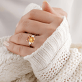 5.5 Ct Octagon Yellow Citrine and White Zircon Prong Silver Statement Solitaire Ring by Fine Color Jewels