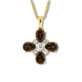 Natural Smoky Quartz Dainty Four Clover Necklace by Fine Color Jewels