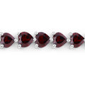 15.50 Ct Heart Red Garnet Prong Sterling Silver Box Clasp Tennis Bracelet by Fine Color Jewels