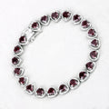 10.50 Ct Heart Red Garnet Prong Sterling Silver Tennis Bracelet by Fine Color Jewels