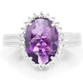 4.99 Carat Genuine Amethyst and White Topaz .925 Sterling Silver Ring by Bids.com