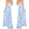V-neck White Trimmed w/ Sides Cutout Maxi Dress