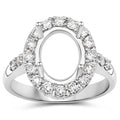 0.60 Carat Genuine White Diamond 14K White Gold Semi Mount Ring - holds 10x8mm Oval Gemstone by Bids.com