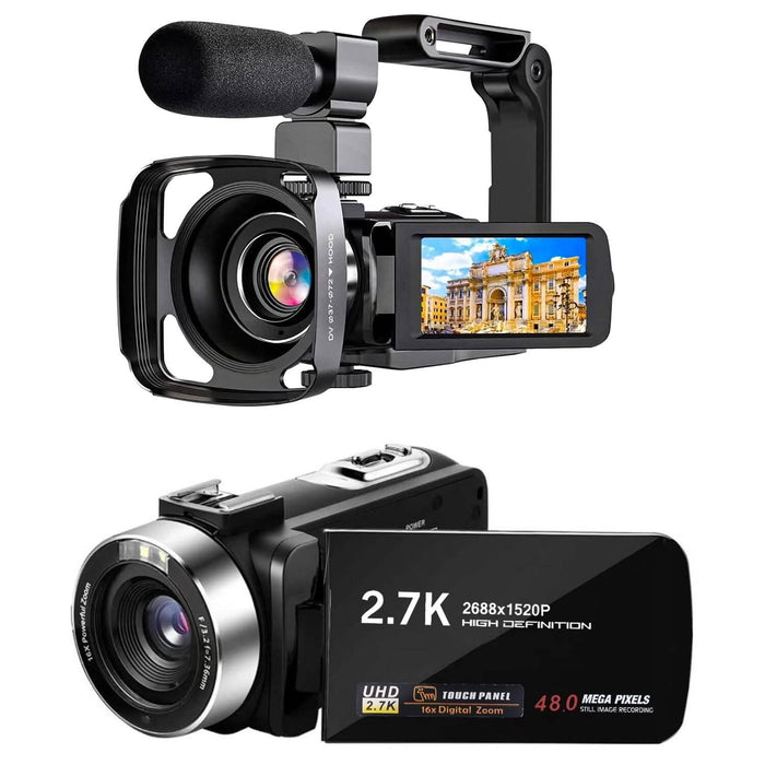 2.7K Camcorder 42MP 18x Zoom Digital Video Camera with 270° Rotating IPS Screen by DailySale