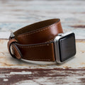 Genuine Leather Double Wrap Apple Watch Band Series 11/10/9/8/7/6/5/4/ SE / Ultra 1/2/3 by Arleathercraft