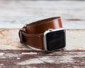 Genuine Leather Double Wrap Apple Watch Band Series 11/10/9/8/7/6/5/4/ SE / Ultra 1/2/3 by Arleathercraft