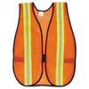 MCR Orange Safety Vest, 2" Reflective Strips, Polyester, Side Straps, One Size Fits All, Bright Orange