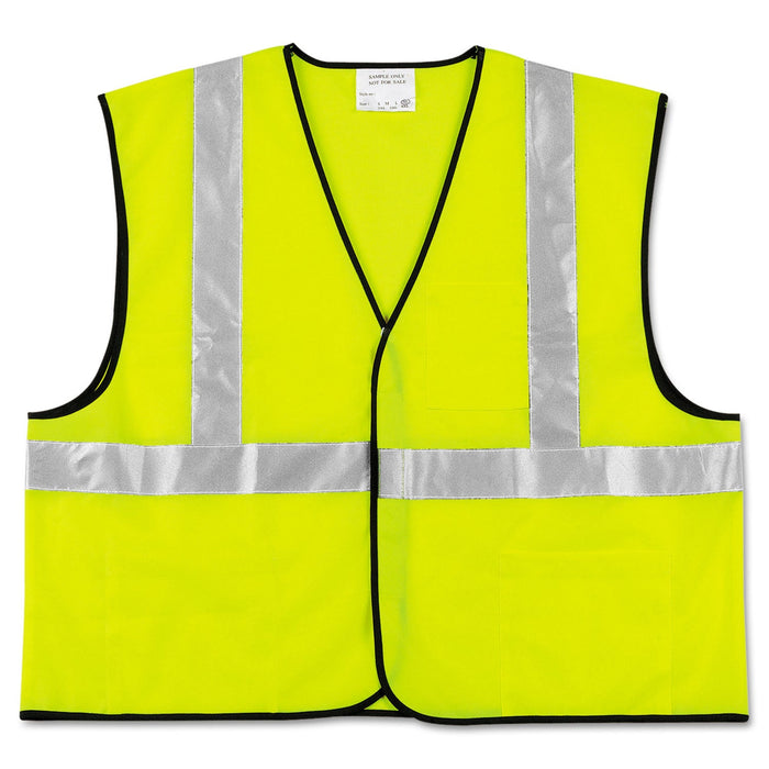 MCR Class 2 Safety Vest, Polyester, Large Fluorescent Lime with Silver Stripe