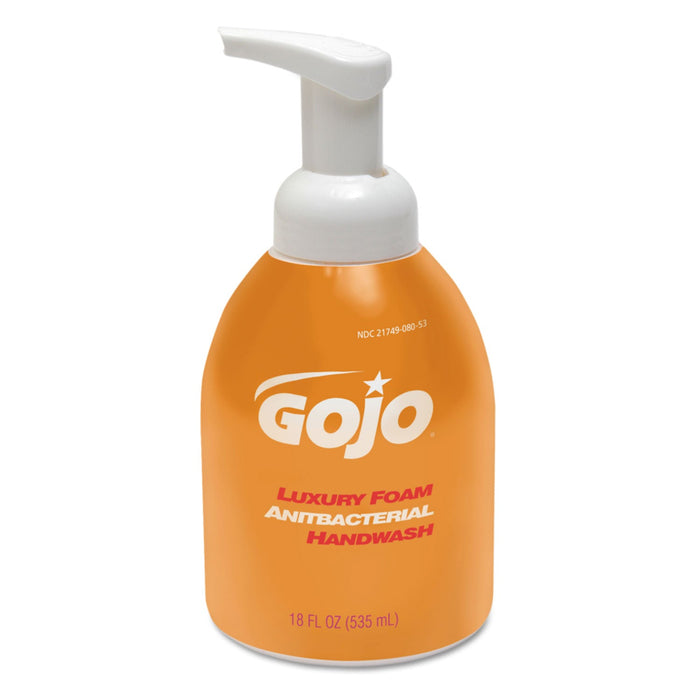 GOJO Luxury Foam Antibacterial Handwash, Orange Blossom, 535 mL Bottle, 4/Carton