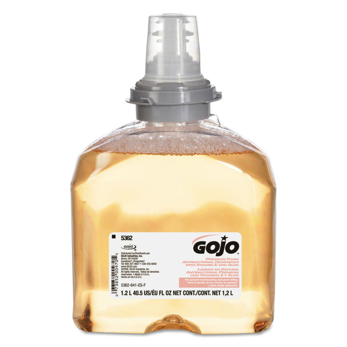 GOJO Premium Foam Antibacterial Hand Wash, Fresh Fruit Scent, 1,200 mL, 2/Carton