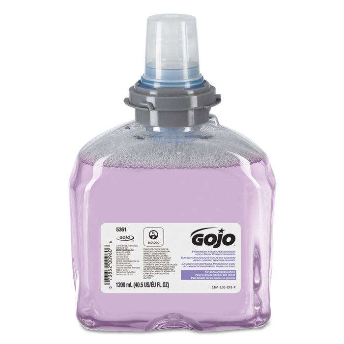 GOJO TFX Luxury Foam Hand Wash, Fresh Scent, 1,200 mL Refill, 2/Carton