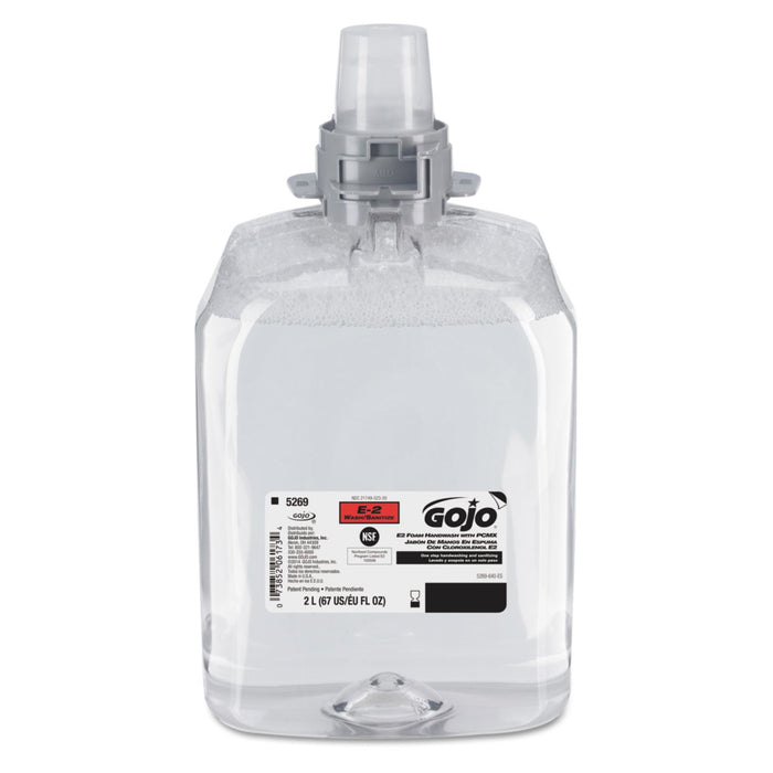 GOJO E2 Foam Handwash with PCMX for FMX-20 Dispensers, Fragrance-Free, 2,000 mL Refill, 2/Carton
