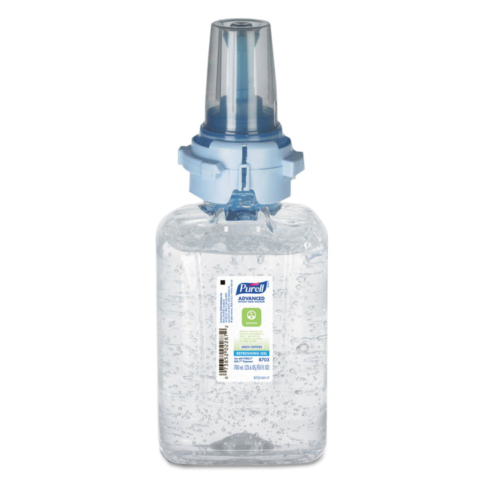 PURELL Advanced Hand Sanitizer Green Certified Gel Refill, For ADX-7 Dispensers, 700 mL, Fragrance-Free, 4/Carton