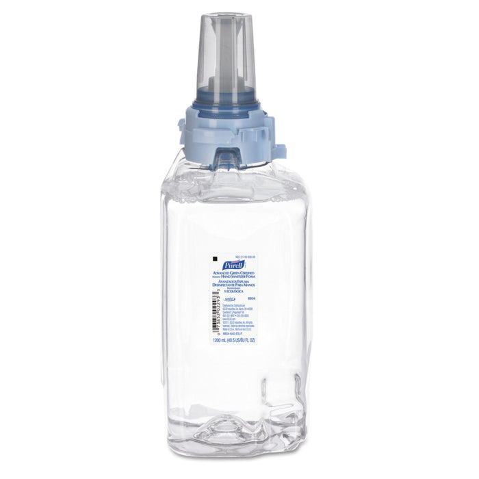 PURELL Advanced Hand Sanitizer Green Certified Foam Refill, For ADX-12 Dispensers, 1,200 mL, Fragrance-Free, 3/Carton