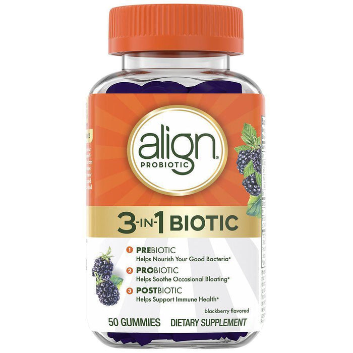 Align Daily Probiotic Gummies, Digestive Health Support, Blackberry Flavor, 50 Chewables by Pasteur Pharmacy