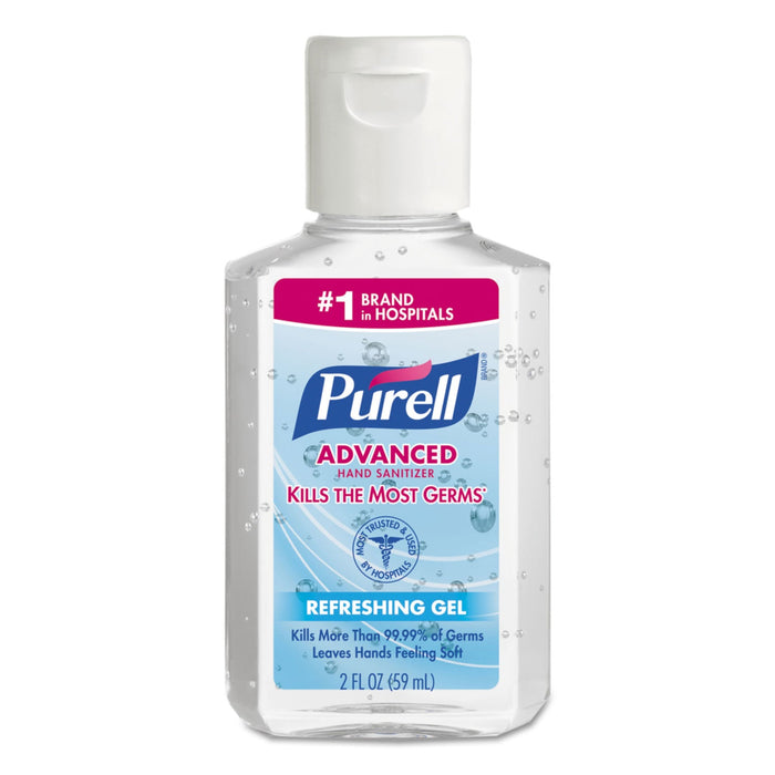 PURELL Advanced Refreshing Gel Hand Sanitizer, 2 oz, Flip-Cap Bottle, Clean Scent, 24/Carton