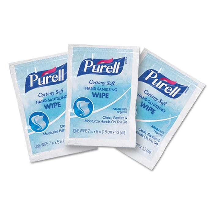 PURELL Cottony Soft Individually Wrapped Sanitizing Hand Wipes, 5 x 7, 1,000/Carton
