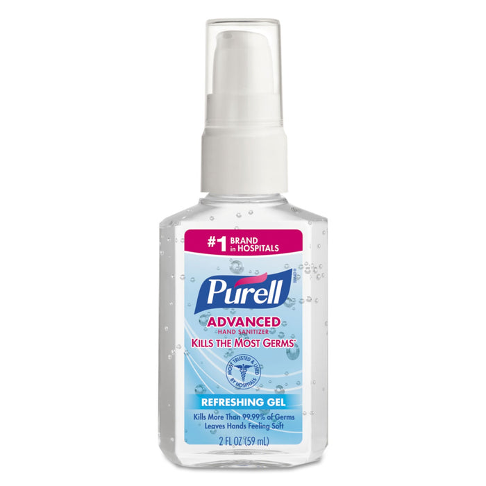 PURELL Advanced Gel Hand Sanitizer, 2 oz Pump Bottle, Refreshing Scent, 24/Carton