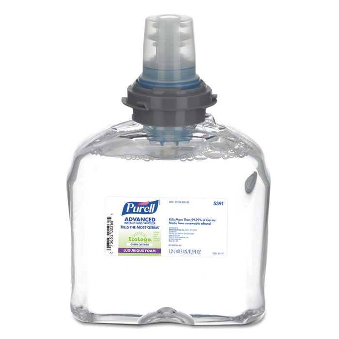 PURELL Green Certified TFX Refill Advanced Foam Hand Sanitizer, 1,200 mL, Fragrance-Free, 2/Carton
