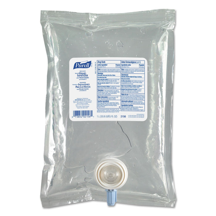 PURELL NXT Refill Advanced Gel Hand Sanitizer, 1,000 mL, Unscented, 8/Carton