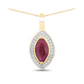 Genuine 10K Pink Ruby and White Diamond Pendant by Fine Color Jewels