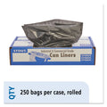 Stout Total Recycled Content Plastic Trash Bags, 10 gal, 1 mil, 24" x 24", Brown/Black, 250/Carton