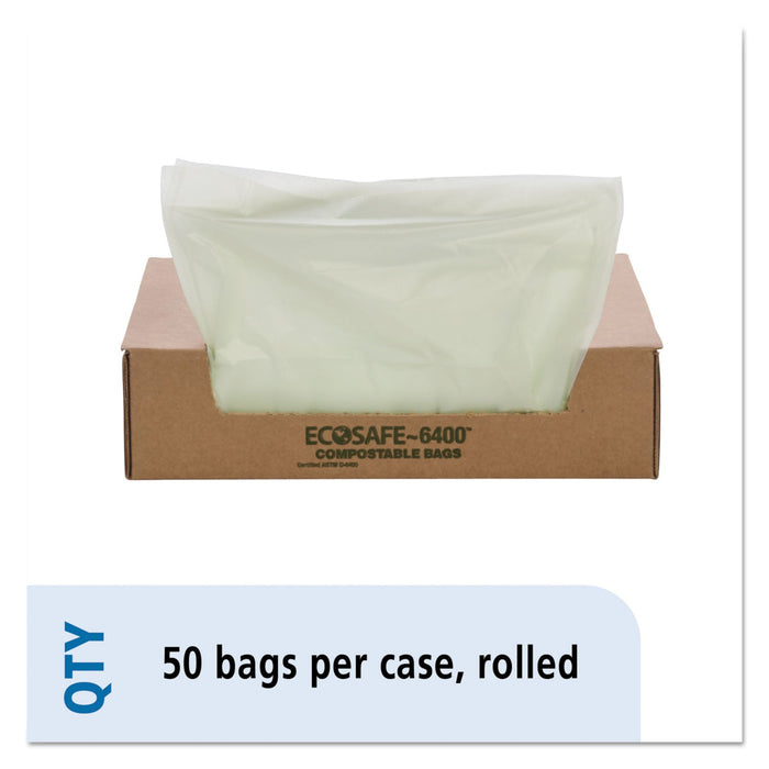 Stout EcoSafe-6400 Bags, 32 gal, 0.85 mil, 33" x 48", Green, 50/Box