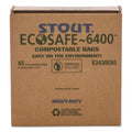 Stout EcoSafe-6400 Bags, 13 gal, 0.85 mil, 24" x 30", Green, 45/Box