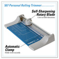Dahle Rolling/Rotary Paper Trimmer/Cutter, 7 Sheets, 12" Cut Length, Metal Base, 8.25 x 17.38
