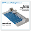 Dahle Rolling/Rotary Paper Trimmer/Cutter, 7 Sheets, 12" Cut Length, Metal Base, 8.25 x 17.38