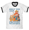 Smokey Bear Only You Can Prevent Wildfires Ringer T-Shirt - White and Black