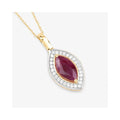 Genuine 10K Pink Ruby and White Diamond Pendant by Fine Color Jewels